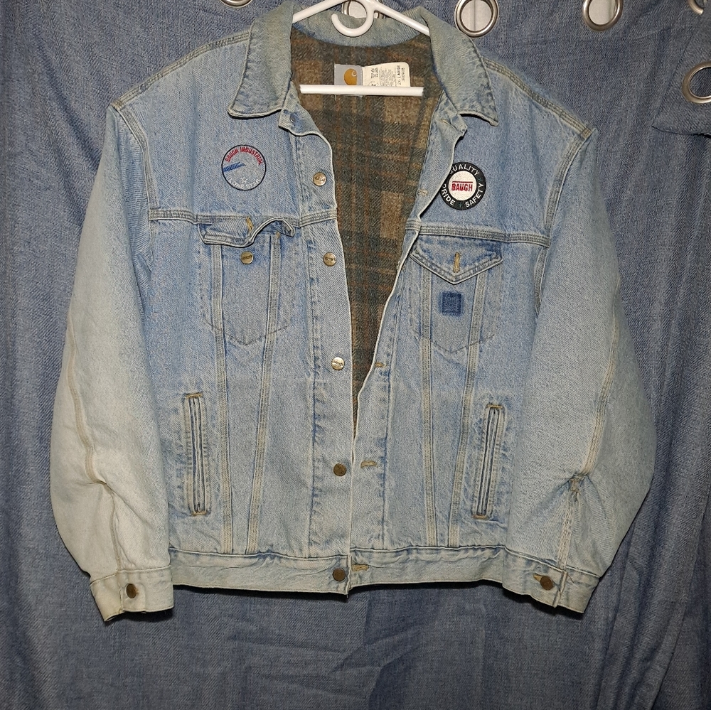 Vtg Carhartt Jacket Men’s 2XL Denim Trucker Blanket Lined USA Union Made